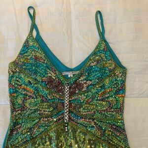 Turquoise knit evening top